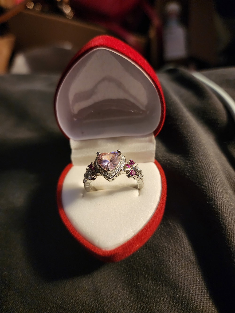 Heart-Cut Pink Cubic Zirconia Ring Size 8!